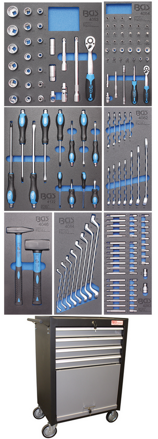 Servante d'atelier BGS Junior 4 tiroirs - 151 outils
